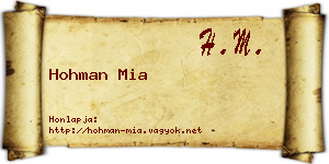 Hohman Mia névjegykártya